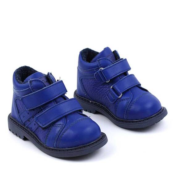 Ghete  captusite pentru copii , din piele naturala 3237-ALBASTRU/24 - 2- Roveli