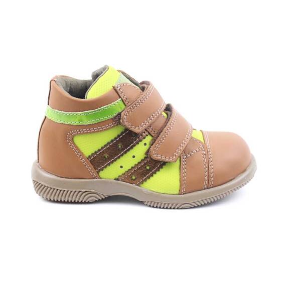 Ghete sport pentru copii , din piele naturala 3237-COGNAC/VERDE, Culoare (12): Camel, Marime (12): 24 - 3- Roveli