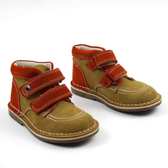 Ghete usoare , pentru copii , cu talpa cusuta 1566-MUSTAR/PORTOCALIU/5, Marime (12): 26 - 2- Roveli