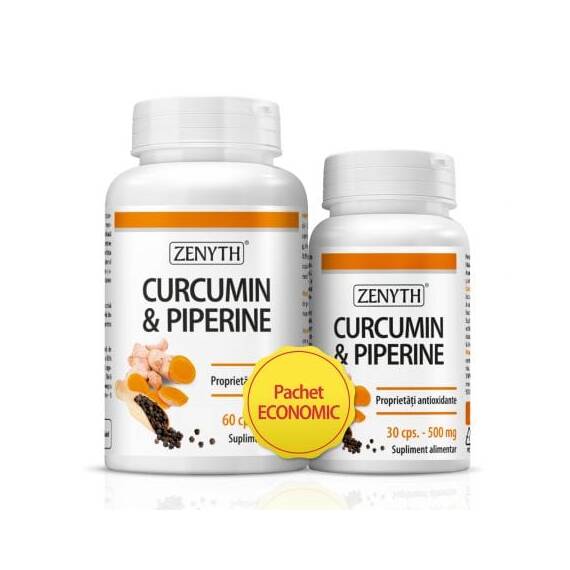 Pachet Curcumin si Piperine, 60 + 30 capsule, Zenyth - - Roveli
