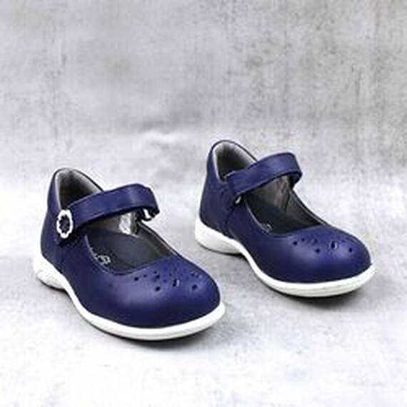Pantofi usori , de copii , cu perforatii , din piele naturala 1862-BLEUMARIN/P, Culoare (12): Bleumarin, Marime (12): 24 - 2- Roveli