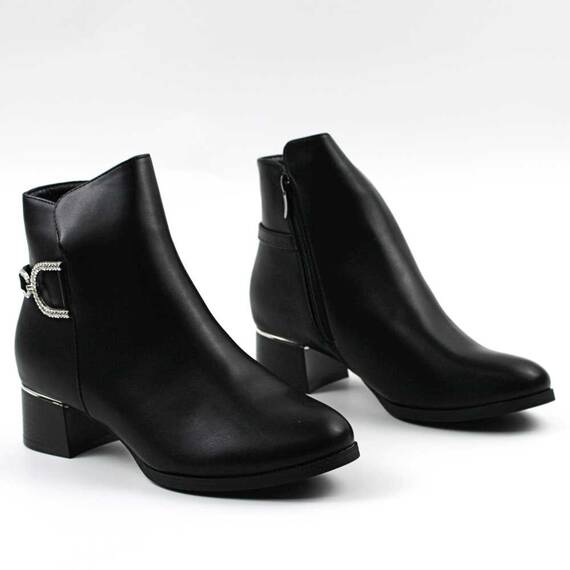 ​Ghete comode de dama , imblanite , cu element decorativ WS1-3-BLACK, Marime (12): 39 - 2- Roveli