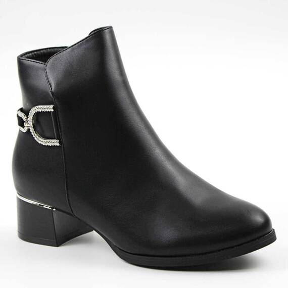 ​Ghete comode de dama , imblanite , cu element decorativ WS1-3-BLACK, Marime (12): 39 - - Roveli