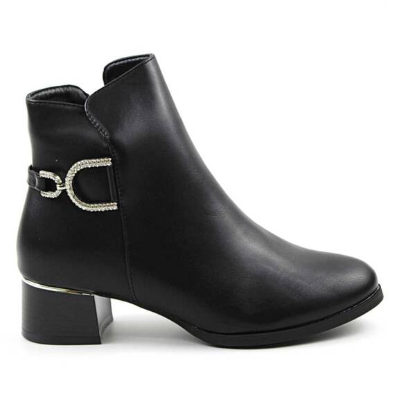 ​Ghete comode de dama , imblanite , cu element decorativ WS1-3-BLACK, Marime (12): 37 - 3- Roveli