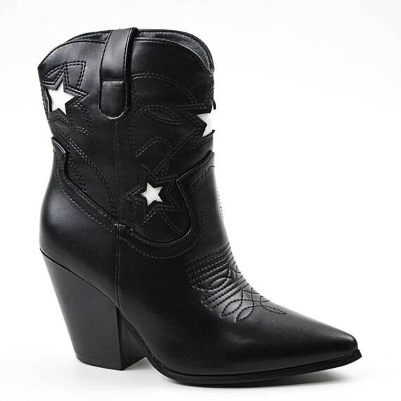 ​Ghete de dama , country style , cu stelute albe D8213-BLACK, Marime (12): 39* - - Roveli