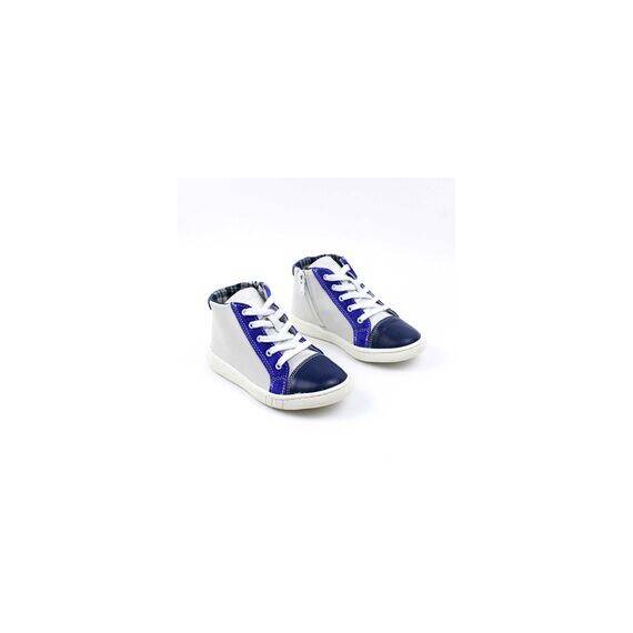 Ghete sport pentru copii , captusite , din piele naturala 3197-ALB/BLEU/1, Marime (12): 24 - 2- Roveli