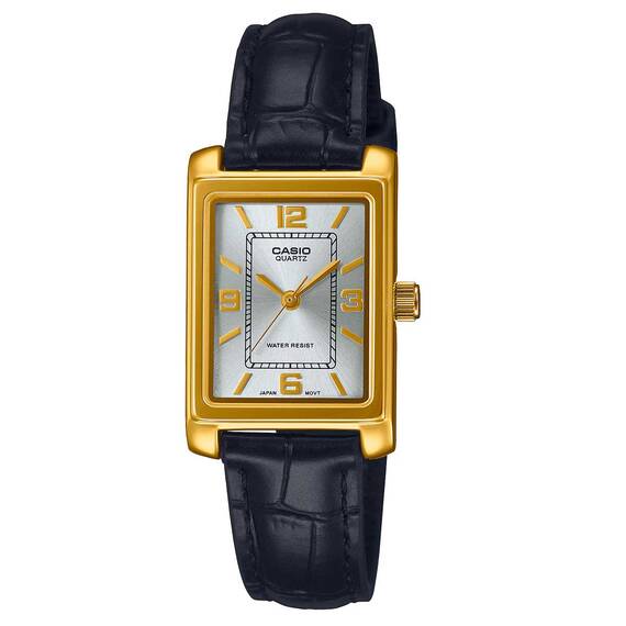 Ceas de dama Casio Collection LTP-1234PGL-7A2EF - Curea Piele Neagra, Carcasa Auriu - - Roveli