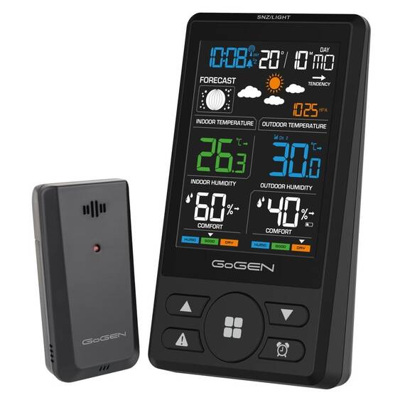 Statie meteo cu prognoza animata GoGEN ME 1250B, LCD color, senzor extern fara fir, negru - - Roveli