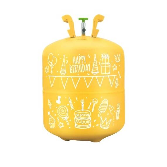 Butelie cu heliu, capacitatea de 0,42 m3 cu reductor, pentru 50 de baloane de 23 cm, include baloane si panglica colorata - - Roveli