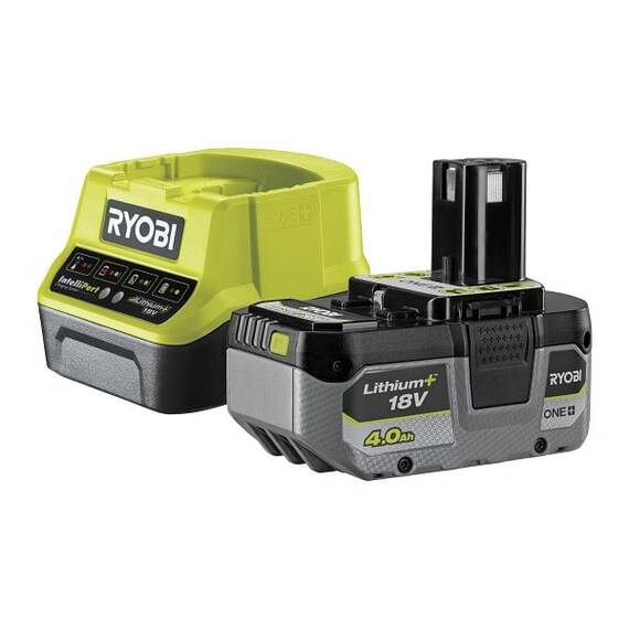 ​Kit acumulator si incarcator Ryobi, Li-Ion, 18 V, 4 Ah, 4 trepte afisare puterea ramasa - - Roveli