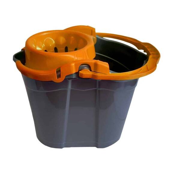 ​Galeata din plastic cu storcator culoare gri/portocaliu, capacitate 14L - - Roveli