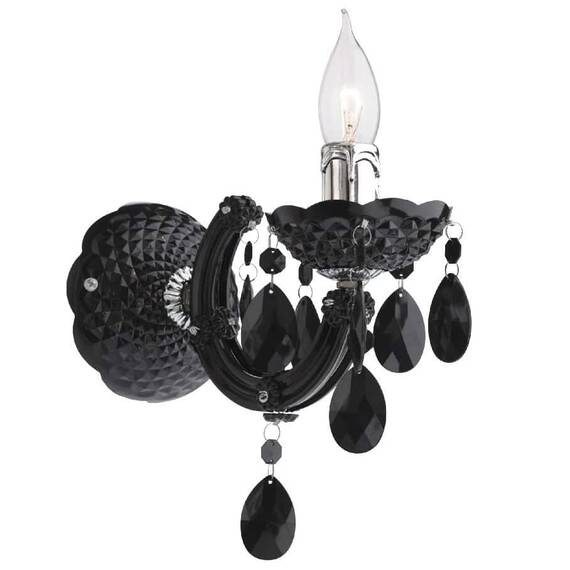 Aplica Smarter, structura din metal cromat, decoratiuni acril negru, un brate, dulie E14, 28W, stil elegant - - Roveli