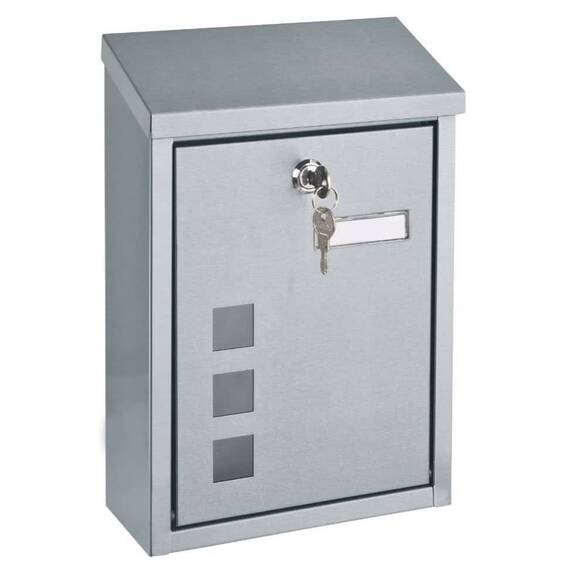 Cutie postala DacEnergy©, realizata din otel inoxidabil, inchidere cilindrica cu cheie, 32.5 x 22 x 10 cm, gri - - Roveli