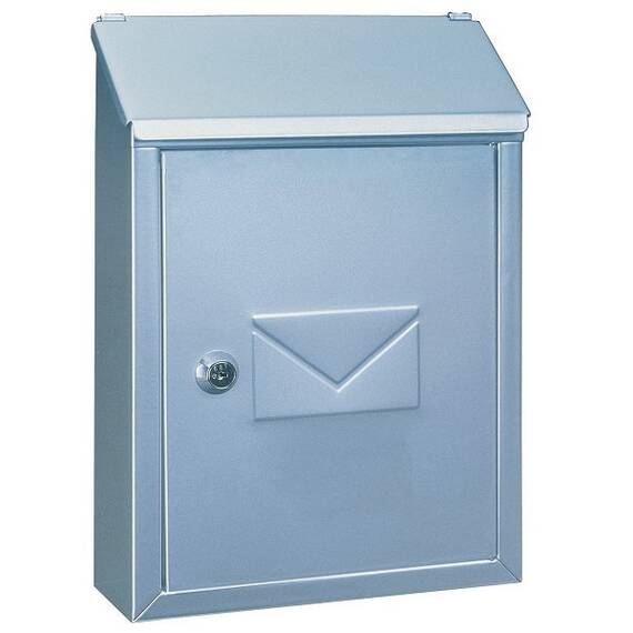 ​Cutie postala DacEnergy©, realizata din otel galvanizat, inchidere cilindrica cu cheie, 21 x 7 x 30 cm, argintiu - - Roveli