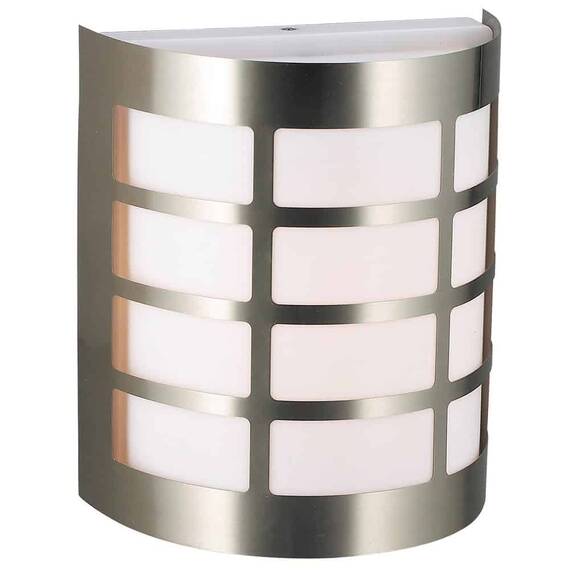 Aplica pentru exterior Rabalux, structura metalica, dispersor din plastic, dulie E27, 11W, IP44, satin crom si alb - - Roveli