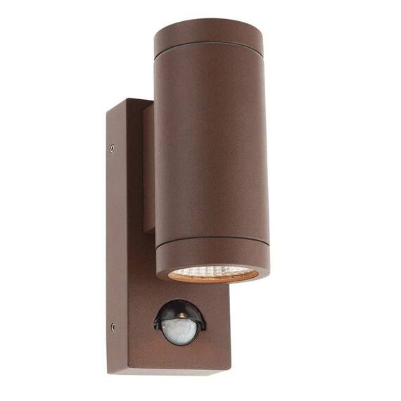 Aplica pentru exterior cu LED Smarter, realizat din aluminiu, cu senzor de miscare, 2 x 3W, flux luminos de 2 x 288 lumeni, lumina calda, maro - - Roveli