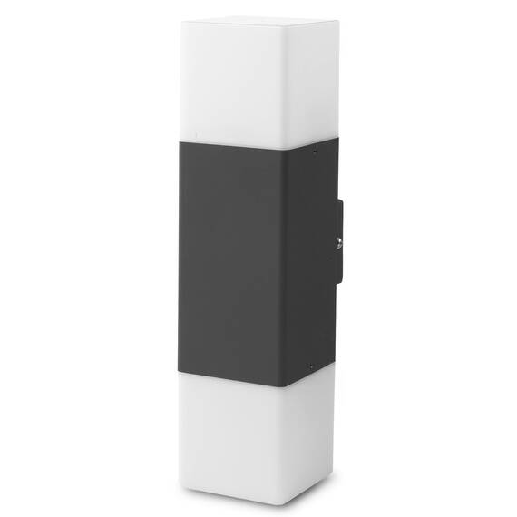 Aplica pentru exterior Hepol, structura din otel inoxidabil, dispersor de plastic, 2 surse cu dulie E27, IP54, de culoare gri inchis - - Roveli