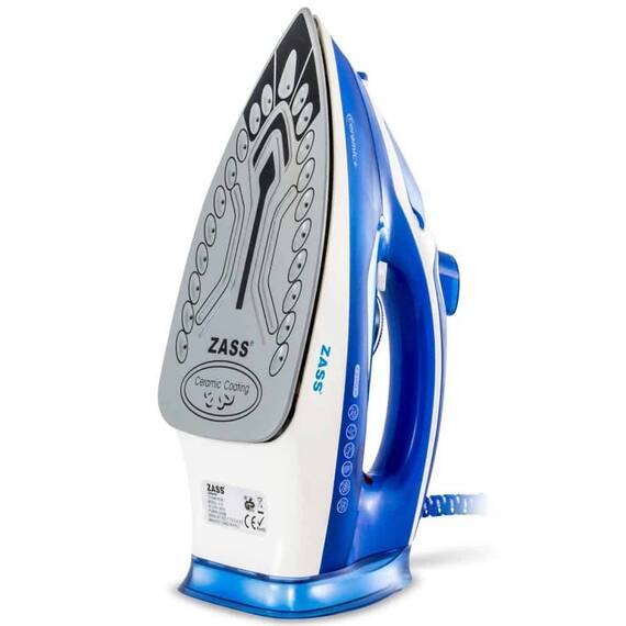 Fier de calcat, 2200 W, talpa ceramica, 0,36 l, 120 g/min, anti-calcar, auto-curatire, anti-picurare, albastru cu alb - 2- Roveli