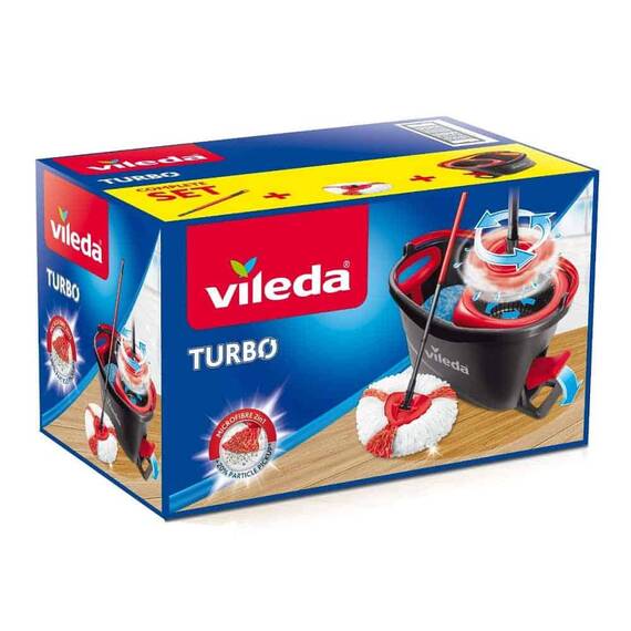 ​Mop rotativ microfibra, cu coada telescopica, galeata si pedala cu sistem de stoarcere 360, orificiu scurgere, H130 cm - 2- Roveli