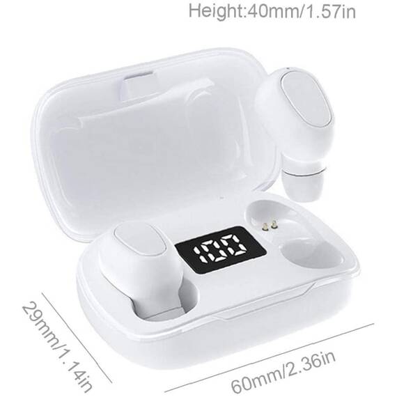 Casti Wireless DacEnergy©, Bluetooth 5.0, display LED inteligent, rezistente la apa IPX7, microfon incorporat, activare vocala Siri, culoare alb - - Roveli