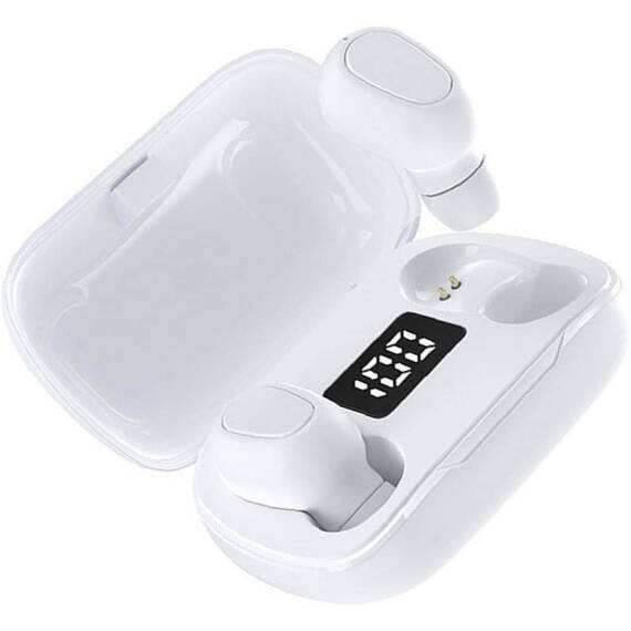 Casti Wireless DacEnergy©, Bluetooth 5.0, display LED inteligent, rezistente la apa IPX7, microfon incorporat, activare vocala Siri, culoare alb - 4- Roveli