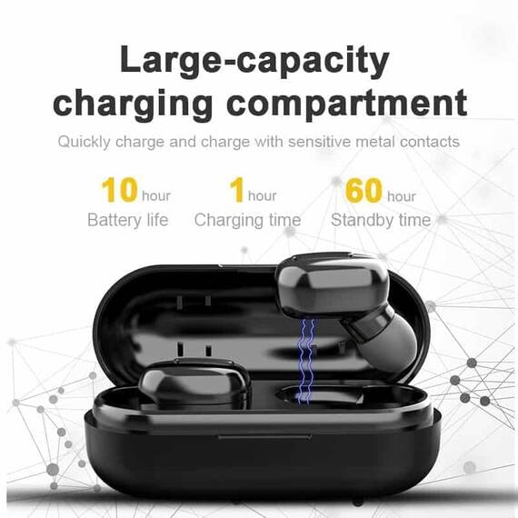Casti Wireless DacEnergy©, Bluetooth 5.0, pairing automat, sunet Hi-Fi, reducere inteligenta a zgomotului, control buton multifunctional, microfon incorporat, IPX6 Impermeabil, culoare alb - 5- Roveli