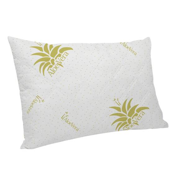 Perna, realizata din microfibra, umplutura din puf siliconic, cu aloe vera, efect antimicrobian si antialergic, alba, 50 x 70 cm - 5- Roveli