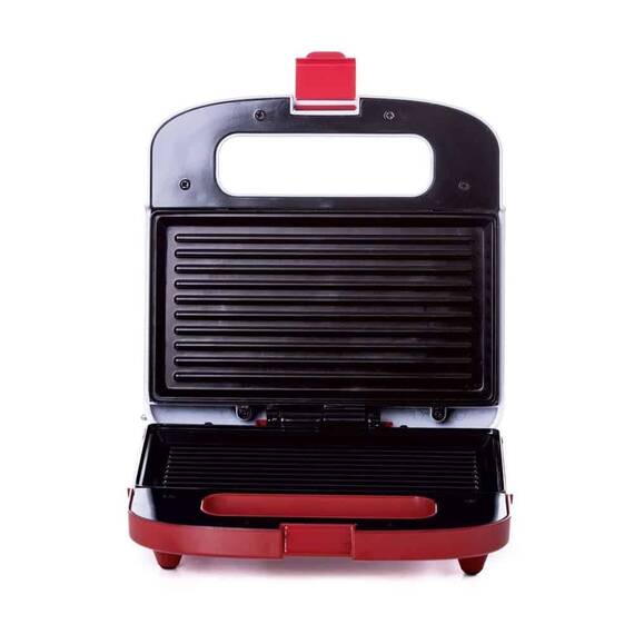 Sandwich maker, 750 W, placi neaderente tip grill, maner termorezistent, alb si rosu - - Roveli
