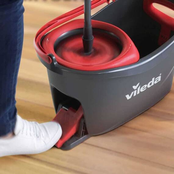 ​Mop rotativ microfibra, cu coada telescopica, galeata si pedala cu sistem de stoarcere 360, orificiu scurgere, H130 cm - 4- Roveli