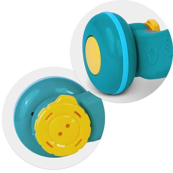 Antemergator 2 in 1 , cu masa si tabla educationala, pian detasabil, cos cu mingi, alb si albastru, 42 x 42 x 50,5 cm - 6- Roveli