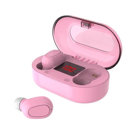 Casti Wireless DacEnergy©, Bluetooth 5.0, sunet HiFi, Hands-free HD Stereo Calls, microfon incorporat, IPX5, culoare roz - - Roveli