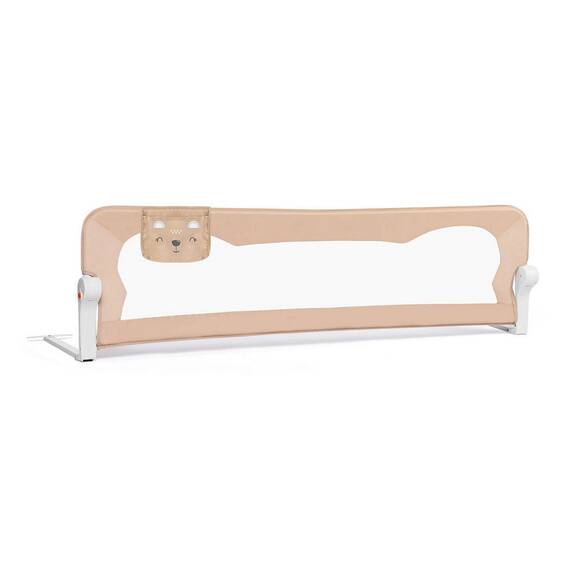 Bariera de protectie pat copii, 150x42x35cm, sistem de blocare, cu buzunar, rezistenta, bej - - Roveli
