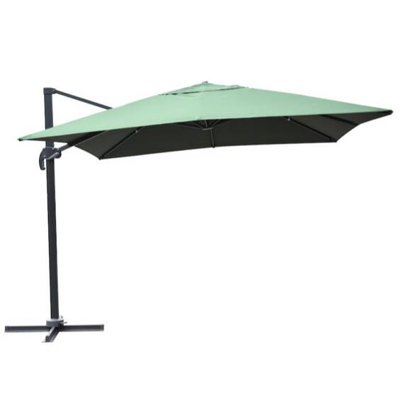 Umbrela soare DacEnergy©, cu tija suport prelata, structura aluminiu, rotatie 360, forma patrata, culoare verde - - Roveli