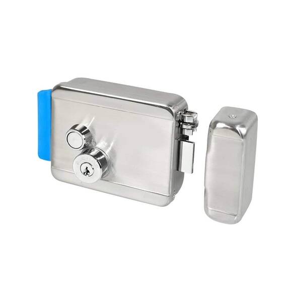 Yala electromagnetica DacEnergy©, material nichel satinat si alama, aplicare stanga / dreapta, butuc dublu, buton, dimensiuni 125 x 98 x 39 mm - - Roveli