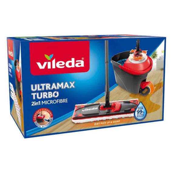 Mop rotativ microfibra cu coada telescopica si galeata cu separator, pedala cu sistem de stoarcere, din microfibre, H130 cm - - Roveli