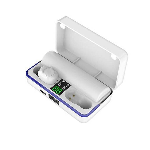 Casti Bluetooth 5.0 DacEnergy©, Wireless, 6D bass, display LED inteligent, automatic pairing, reducere inteligenta a zgomotului, microfon incorporat, IPX6 Impermeabil, culoare alb - 2- Roveli