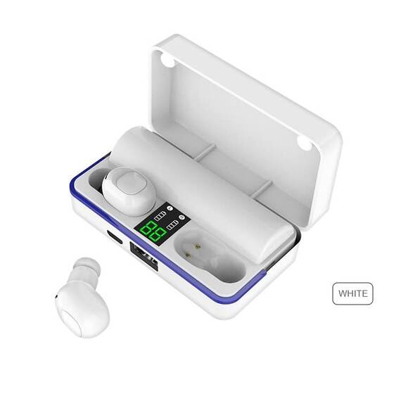 Casti Bluetooth 5.0 DacEnergy©, Wireless, 6D bass, display LED inteligent, automatic pairing, reducere inteligenta a zgomotului, microfon incorporat, IPX6 Impermeabil, culoare alb - 3- Roveli