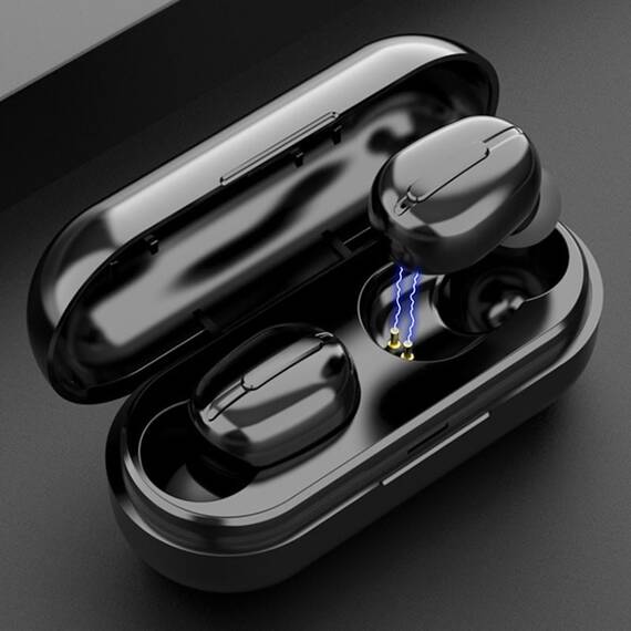 Casti Wireless DacEnergy©, Bluetooth 5.0, pairing automat, sunet Hi-Fi, reducere inteligenta a zgomotului, control buton multifunctional, microfon incorporat, IPX6 Impermeabil, culoare negru - 5- Roveli