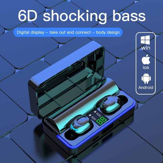 Casti Bluetooth 5.0 DacEnergy©, Wireless, 6D bass, display LED inteligent, automatic pairing, reducere inteligenta a zgomotului, microfon incorporat, IPX6 Impermeabil, culoare alb - 5- Roveli