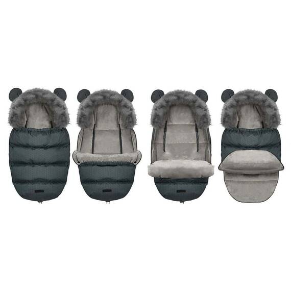 Sac de dormit bebelusi, rezistent la vant, respirabil, blana detasabila, 95 x 48 cm, pentru troler sau sanie, grafit - 5- Roveli