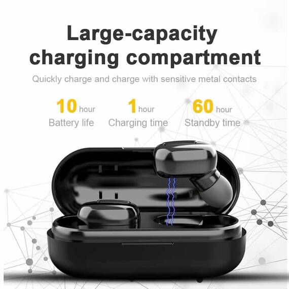 Casti Wireless DacEnergy©, Bluetooth 5.0, pairing automat, sunet Hi-Fi, reducere inteligenta a zgomotului, control buton multifunctional, microfon incorporat, IPX6 Impermeabil, culoare negru - 7- Roveli