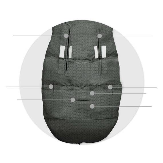 Sac de dormit bebelusi, rezistent la vant, respirabil, blana detasabila, 95 x 48 cm, pentru troler sau sanie, grafit - 7- Roveli