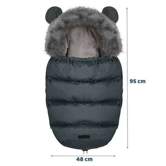 Sac de dormit bebelusi, rezistent la vant, respirabil, blana detasabila, 95 x 48 cm, pentru troler sau sanie, grafit - 8- Roveli