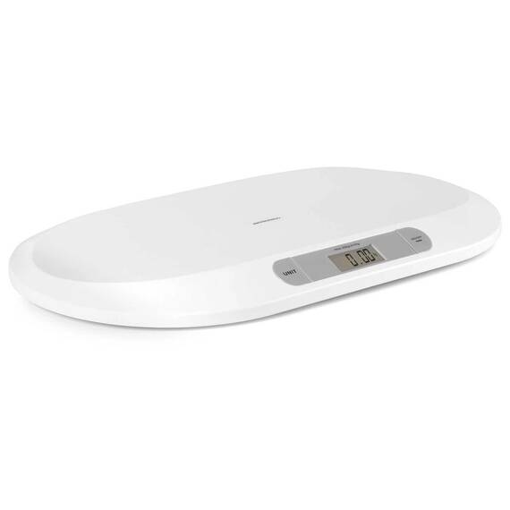 Cantar electronic pentru copii , structura stabila, forma ergonomica, ecran LCD mare, cu baterii, alb - - Roveli