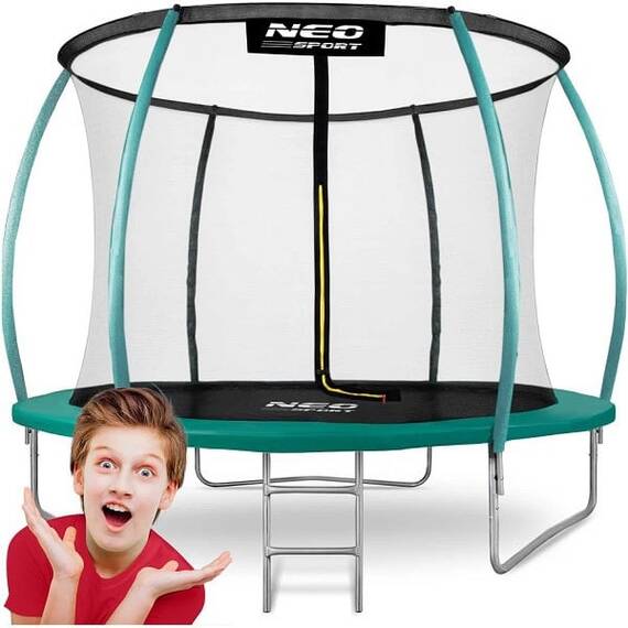 ​Trambulina de gradina , stalpi metalici profilat, plasa de siguranta interioara, arcuri zincate, intrare in forma de L, 252 cm - 2- Roveli