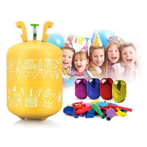 Butelie cu heliu, capacitatea de 0,20 m3 cu reductor, pentru 30 de baloane de 23 cm, include baloane si panglica colorata - 2- Roveli