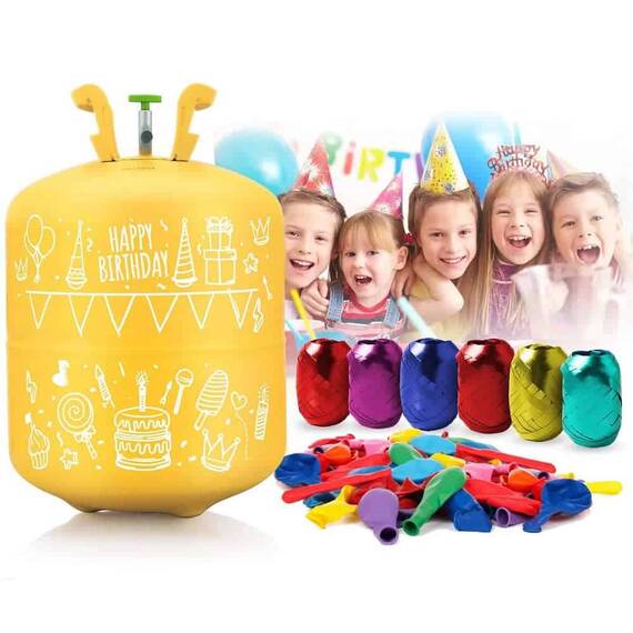 Butelie cu heliu, capacitatea de 0,42 m3 cu reductor, pentru 50 de baloane de 23 cm, include baloane si panglica colorata - 2- Roveli