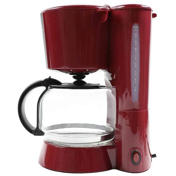 Cafetiera, 900 W, 1.25 l, capacitate 10 cesti, functie de mentinere la cald, anti-picurare, oprire automata, rosu si negru - 2- Roveli