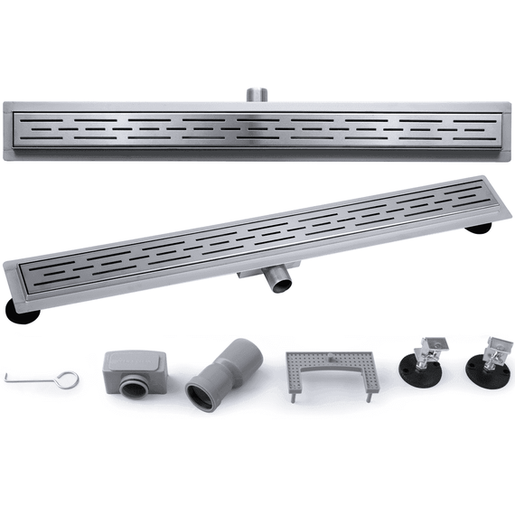 Rigola pentru dus DacEnergy©, realizata din otel inoxidbil, adancimea 52mm, picioruse detasabile, model cu lini, 80 cm - 2- Roveli