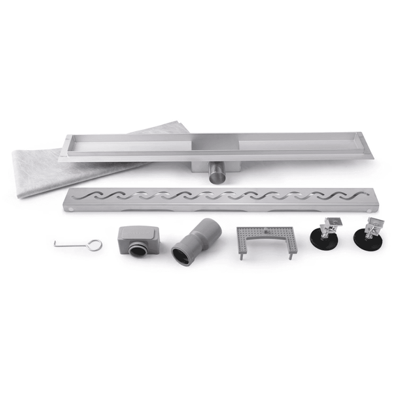 Rigola pentru dus DacEnergy©, realizata din otel inoxidbil, adancimea 52mm, picioruse detasabile, design modern, 90 cm - 4- Roveli